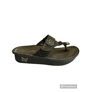 Alegria 37/US 6.5 Women CAR-485 Carina Night Poppy Platform Sandals Thong Black